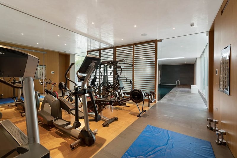 The home-gym area inside the property - adjacent to the swimming pool