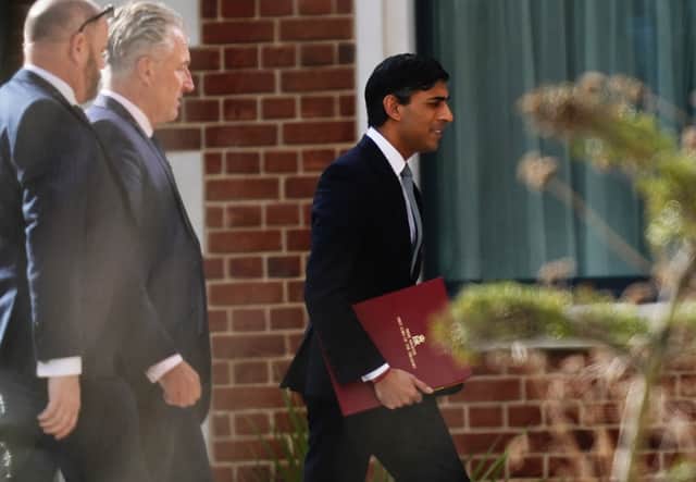 Prime Minister Rishi Sunak (right) arrives at Fairmont Windsor Park hotel in Englefield Green, Windsor, Berkshire, ahead of a meeting with European Commission president Ursula von der Leyen to discuss a “range of complex challenges” around the Brexit treaty. Picture date: Monday February 27, 2023. Credit: PA