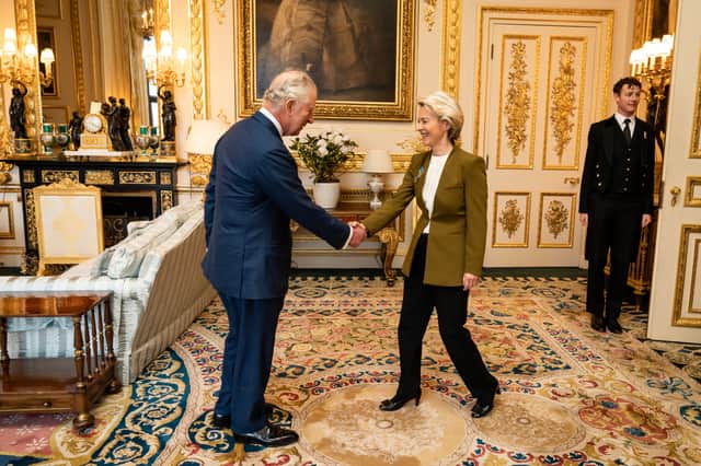 King Charles III receives European Commission president Ursula von der Leyen during an audience at Windsor Castle, Berkshire