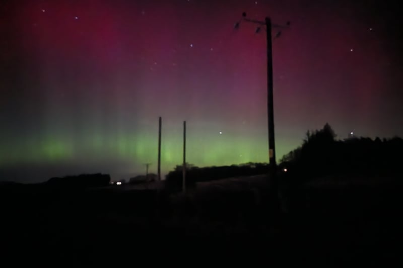 The northern lights over Blane Valley in the north of Glasgow on Monday February 27, 2023.