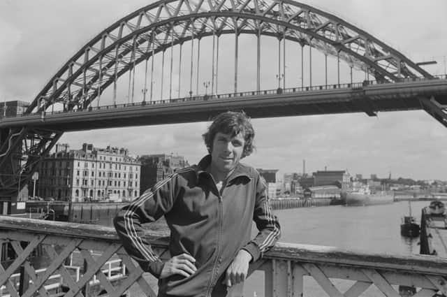 Brendan Foster pictured in front of the Tyne Bridge in 1975.