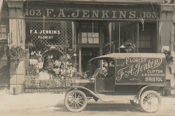 F.A Jenkins at 103 Gloucester Road. This photograph was dated back to 1912 and shows the Clifton and Bishopston florist.