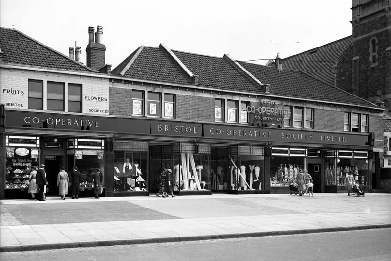 A branch of Bristol’s Co-operative Society which was based at 281 Gloucester Road for almost all of the 20th century. This picture was taken in the late 1930s when it acquired the greengrocer’s shop next door.