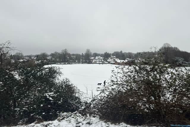 A snowy Petersfield seen from a train this morning 