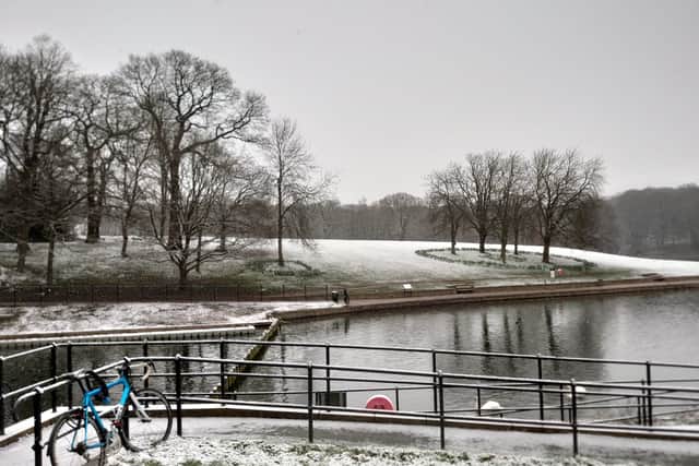 The snow has created picturesque scenes in Roundhay Park. 