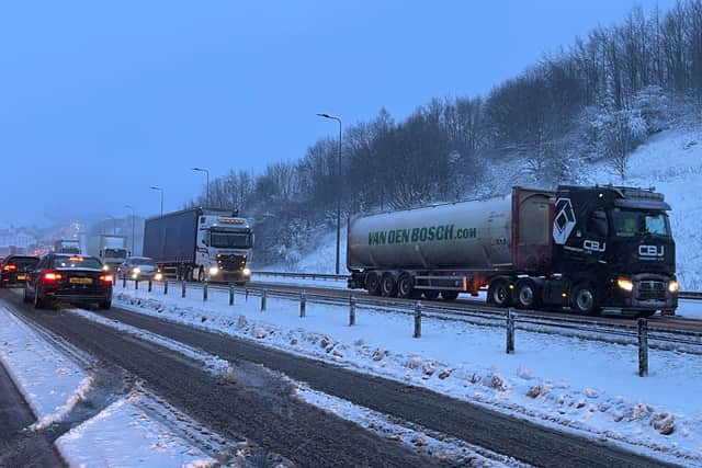 Traffic at a standstill on the M62 motorway near Kirklees, West Yorkshire (Photo: PA)