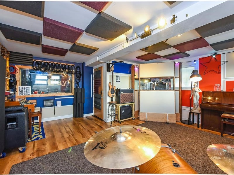 The garage has been converted into a music studio