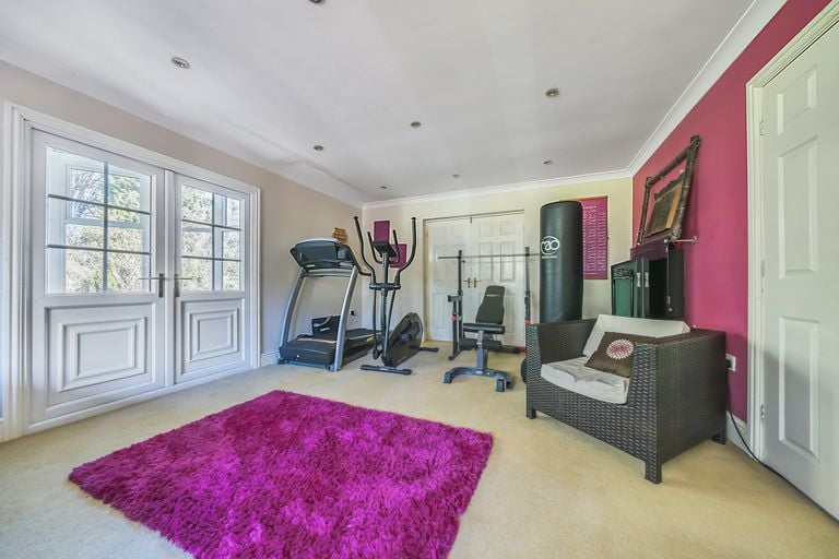 A gym inside the property