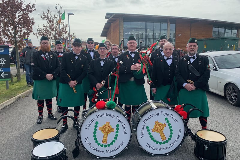 The Fianna Phadraig Pipe Band taking part in the St Patrick’s Day parade. Photo: Manchester Irish Festival