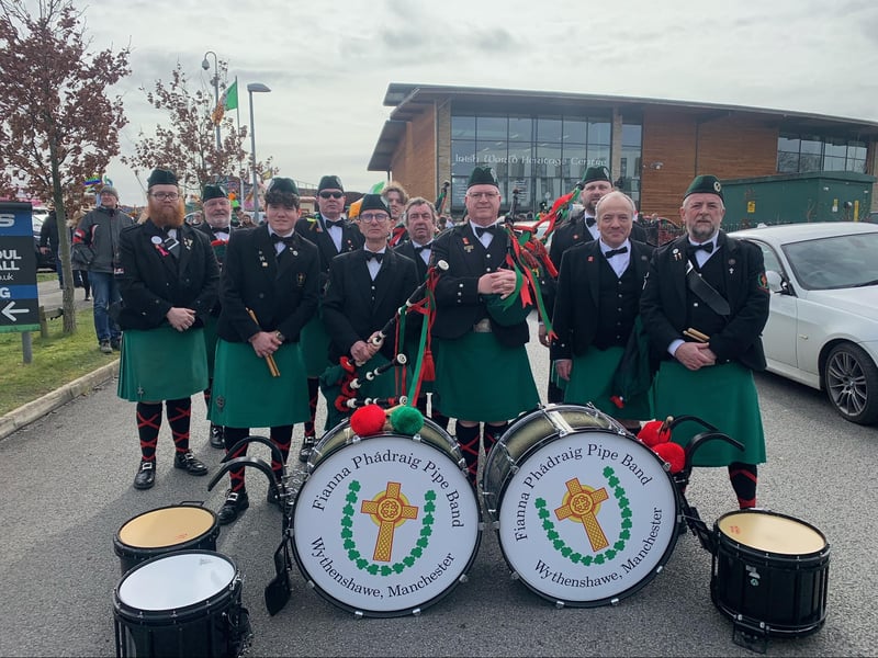 The Fianna Phadraig Pipe Band taking part in the St Patrick’s Day parade. Photo: Manchester Irish Festival