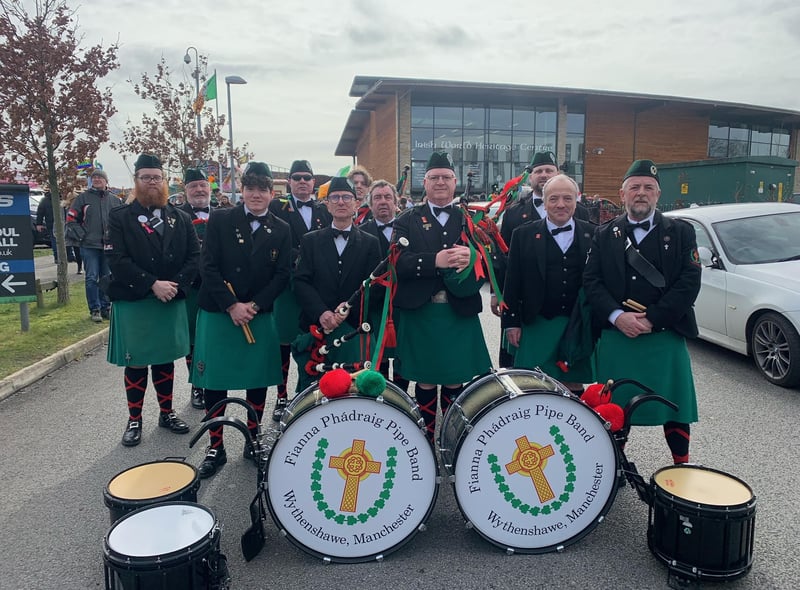 The Fianna Phadraig Pipe Band taking part in the St Patrick’s Day parade. Photo: Manchester Irish Festival