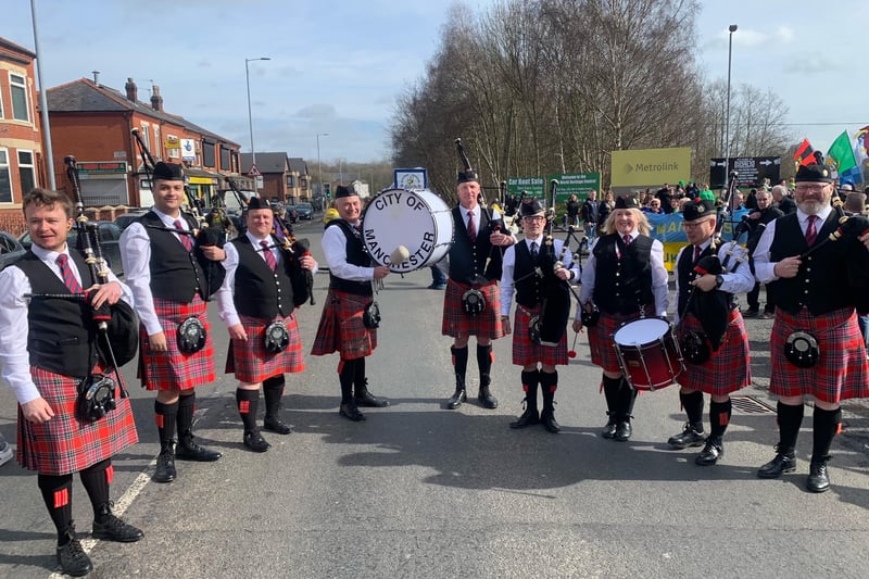 A pipe band taking part in the parade. Photo: Manchester Irish Festival