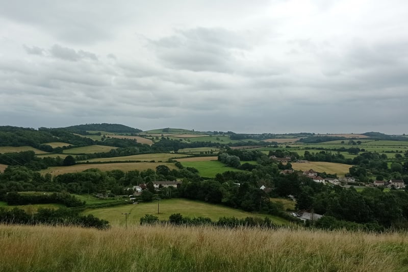 And here’s the view from the top of that hill, looking down on Compton Dando within the Chew Valley