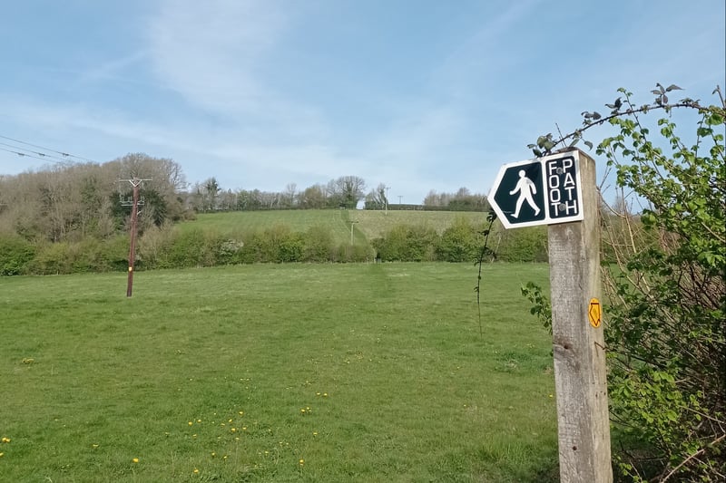 A footpath leading up the hill from Chewton Road in the village up toward Slate Lane - but it’s a climb! Pensford 10km takes this route, also, once a year