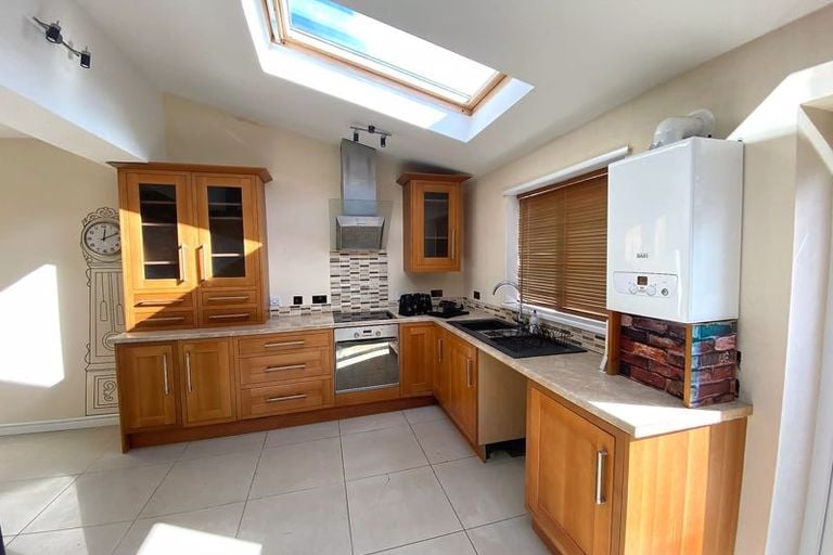 A large kitchen in the property