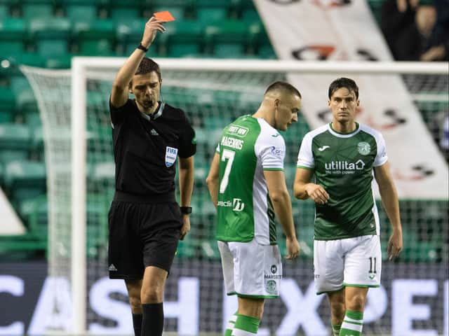 Where to Hibs and Hearts rank in the Scottish Premiership disciplinary table for the 2022/23 season so far? 