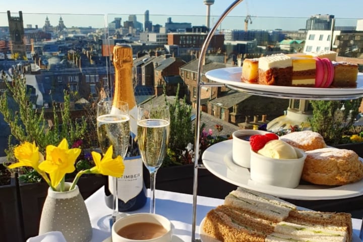 The London Carriage Works’ afternoon tea features a selection of homemade cakes, scones and sandwiches. Throughout August, guests can also get a free glass of fizz.