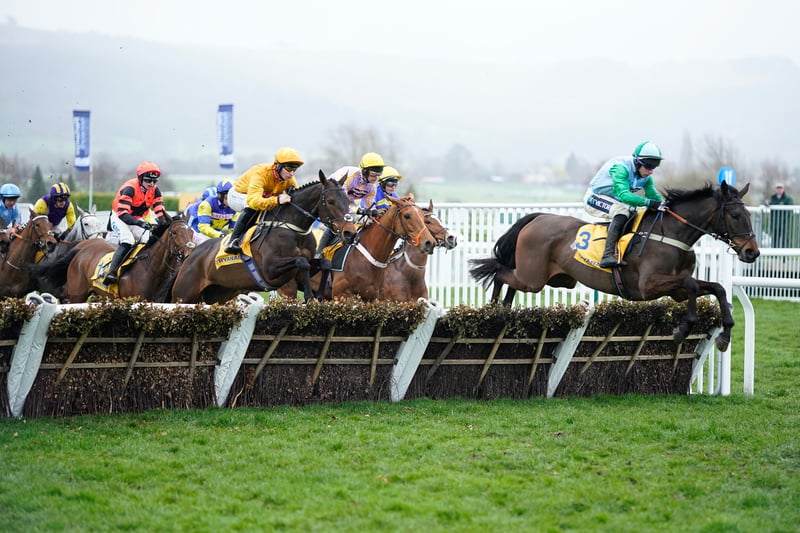 Gavin Sheehan riding You Wear It Well (R) on their way to winning The Jack De Bromhead Mares’ Novices’ Hurdle