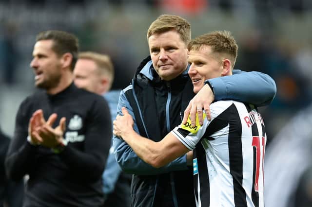 Newcastle United head coach Eddie Howe (left) and Matt Ritchie (left). (Photo by Michael Regan/Getty Images)