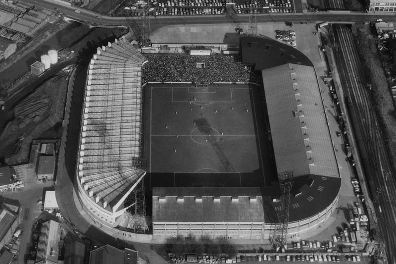 An aerial view of the Old Trafford football ground looking quite diferent. Credit: Getty