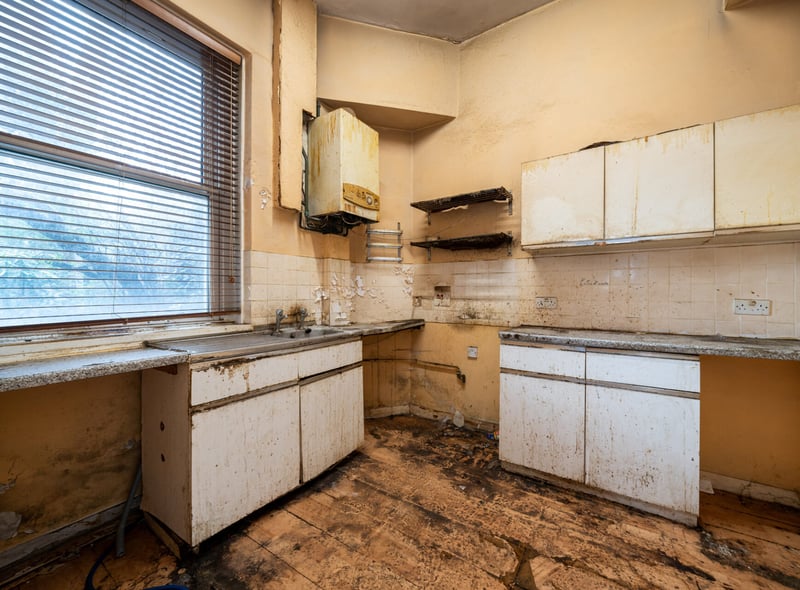 Potential buyers will find that the kitchen is in need of serious repair work 