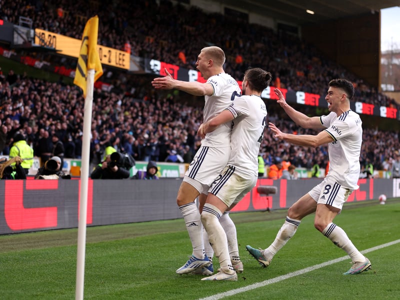 Rasmus Kristensen scored his first goal for the club against Wolves.