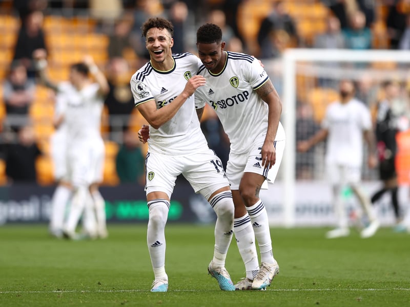 Rodrigo and Junior Firpo are all smiles as they celebrate after the final whistle.