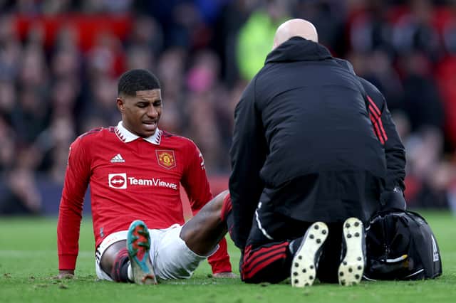 Marcus Rashford picked up a knock in the win over Fulham and has pulled out of the England squad. Credit: Getty.
