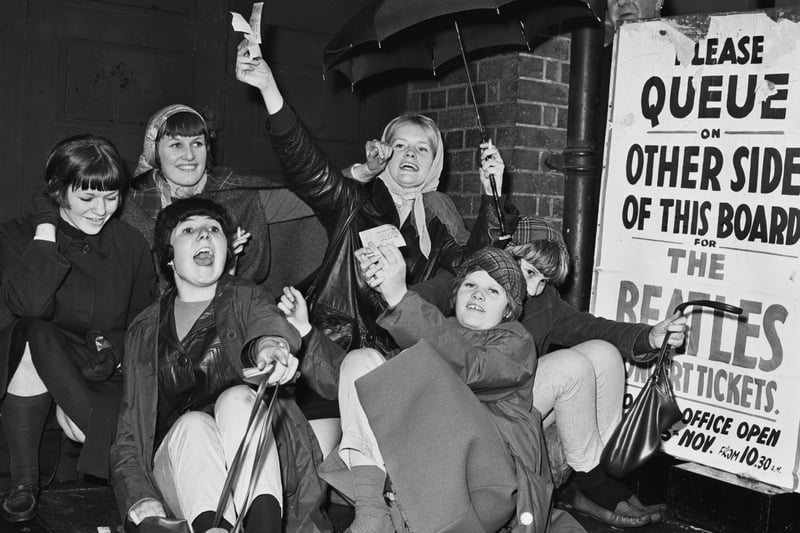 A group of fans outside the Lewisham Odeon in London, November 1963. 