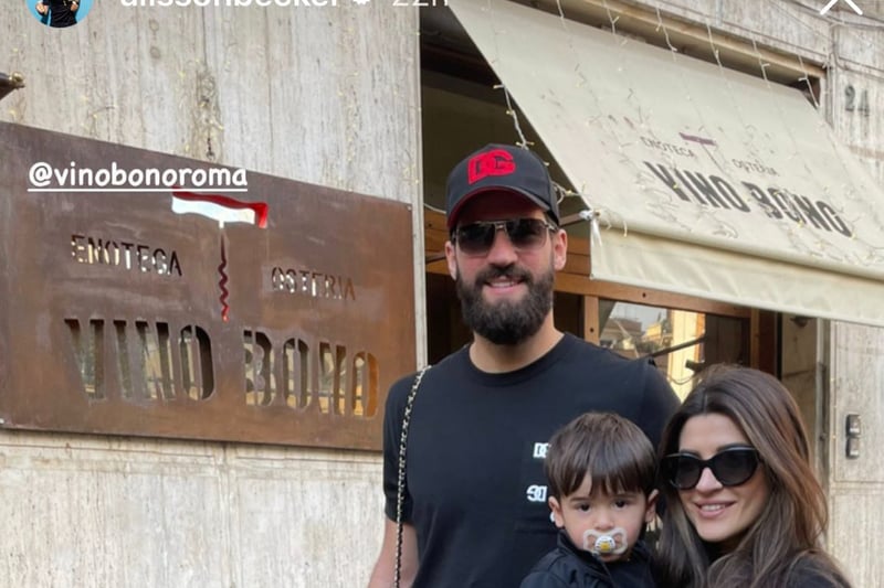 Posting on his Instagram story, Alisson Becker is seen here enjoying some time off with his family after not being selected for the upcoming international friendlies with Brazil. 