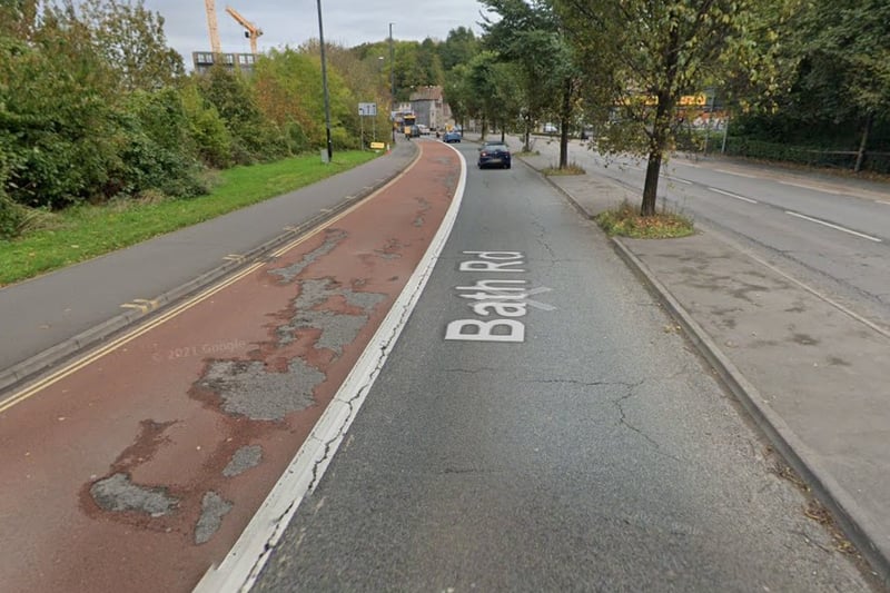 There were 33 recorded potholes on Bath Road. Bristol City Council logged several potholes before approaching the bridge and outside the road’s car wash.