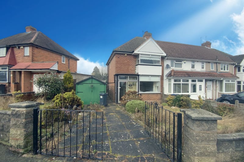 A two-bedroomed, end-terraced house at 155 Kingswood Road in Longbridge will have a guide price of £19,000 to £24,000 – which reflects its need for modernisation. This property has a driveway, garage and gardens front and back, with a porch, hall, reception room and dining kitchen downstairs, a landing, bedrooms and bathroom upstairs, plus double glazing.