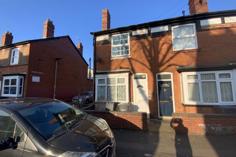 Up in Balsall Heath, a two-bedroomed, end-terraced house at 174 Runcorn Road that benefits from gas central heating and double glazing is also appearing in the auction with a guide price of £19,000 to £24,000.
This property has a front garden and rear yard, with two reception rooms and a kitchen downstairs, and a landing, bedrooms and shower room with toilet upstairs.
