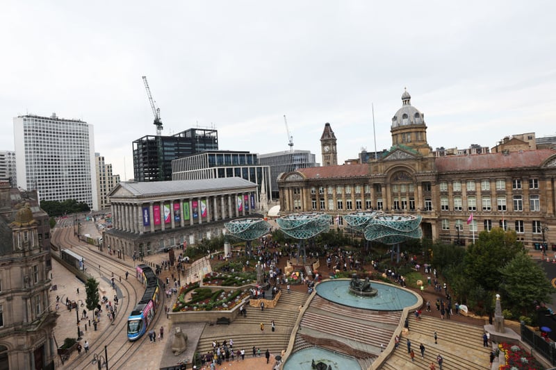 One in 40 people in the West Midlands are thought to have Covid, as 2.59% tested positive. Pictured: Birmingham. Credit: Getty