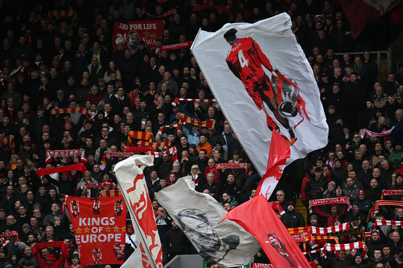 Every matchday you can see the incredible fan-made flags that have been a fixture on the Kop across the last two decades.