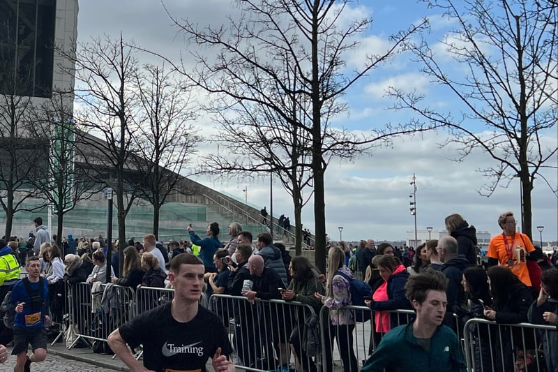 Participants race to the finish line at Pier Head.