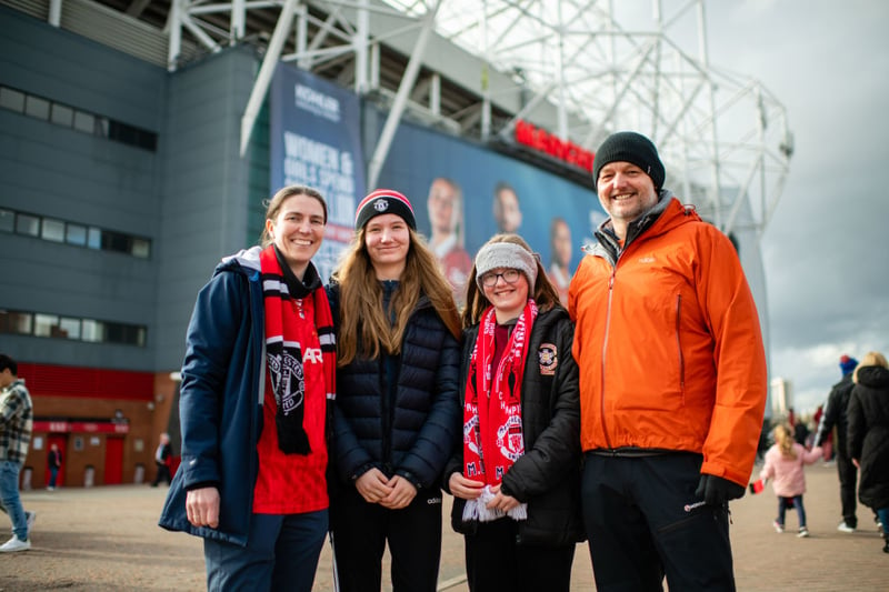 Manchester United fans arrive  prior to the FA Women’s Super League match between Manchester United and West Ham United at Old Trafford.
