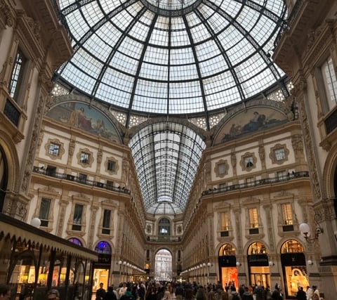 Near our hotel is this rather grand shopping mall. Milan’s version of the Italian Centre on Ingram Street. 
