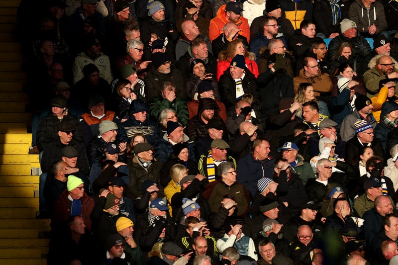 Leeds United fans watch on during the Premier League match between Leeds United and Southampton