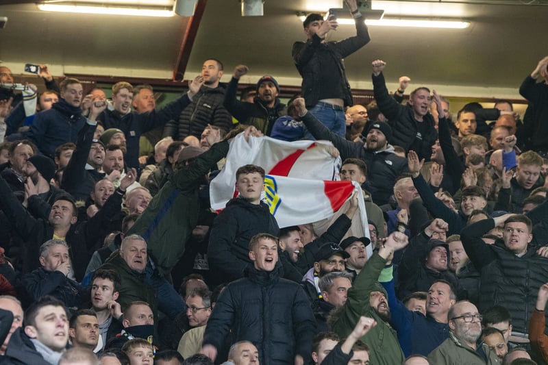 Leeds fans wave a flag against Man United