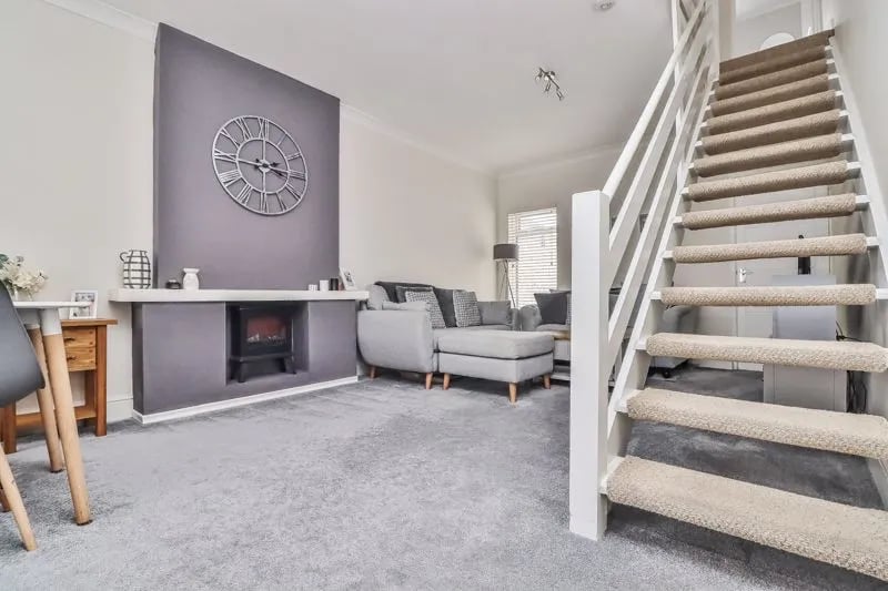 View of the living room from the front entrance 
