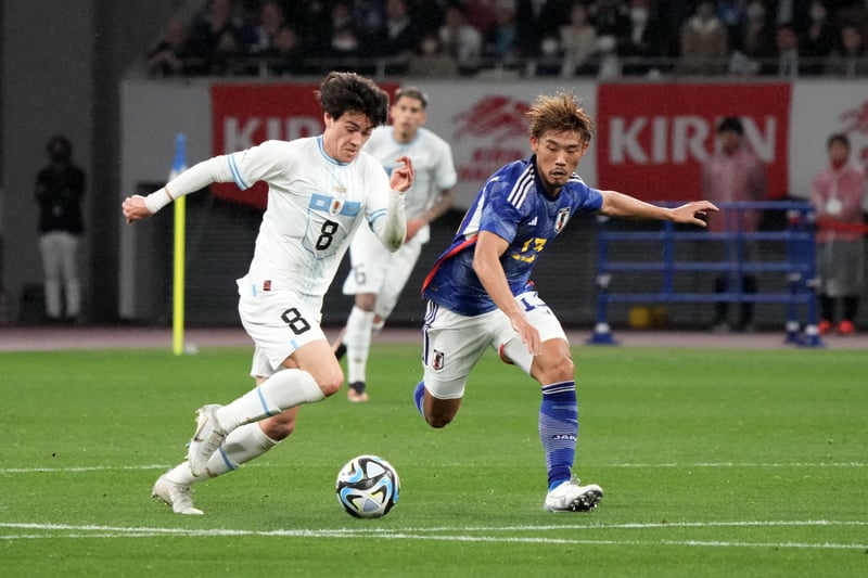 Stated as Uruguay drew 1-1 with Japan, but didn’t play in his country’s win against South Korea.