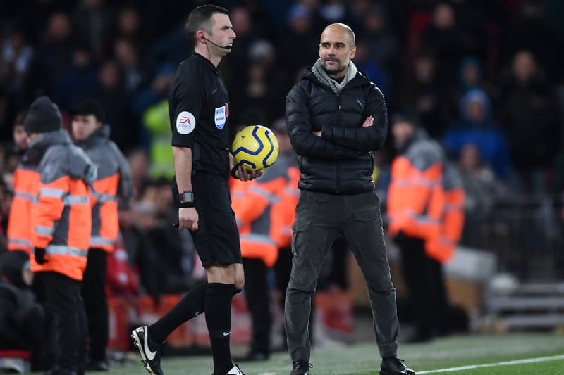 An important match in Liverpool’s title charge, with the Reds ultimately beating City to first place by a comfortable margin. Guardiola was aggravated at two of the goals that afternoon and famously held two fingers in the air when complaining to the officials at Anfield. The Catalan felt Trent Alexander-Arnold should have had a penalty given against him seconds before Fabinho netted for Liverpool, while Salah and Mane were also on target.