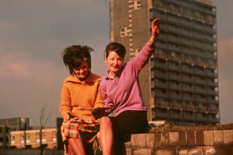 Not even the Gorbals were safe from the widespread Beatles bug - two fans pose for a picture in the 60s.
