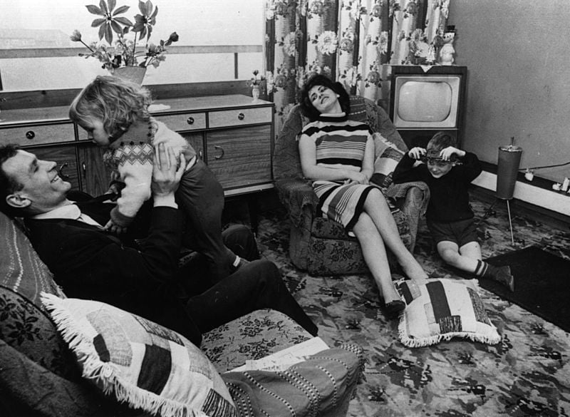 The Buchanan family pictured at home in their new flat in the Gorbals area of Glasgow.