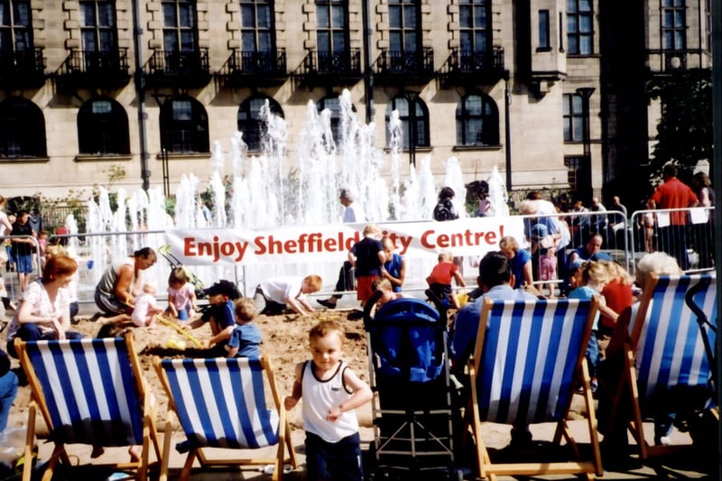 Sheffield by the Sea, deck chairs in the Peace Gardens 22/08/2004