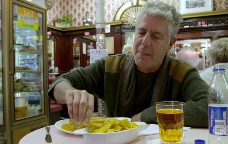 Anthony Bourdain has stopped by the University Cafe on his two visits to Glasgow. Everything on the menu was tempting for Bourdain but he finally settled on ordering deep-fried haggis, fish and chips with cheese and curry sauce which he was pretty sure God would be against. He said, “That really is one of life’s great pleasures. Don’t let them tell you otherwise."