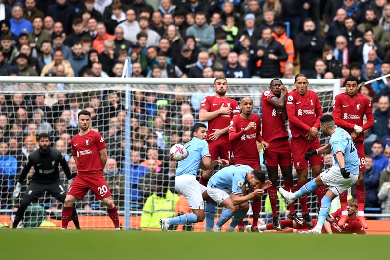 Cutting inside, City’s no.26 was a constant threat. Mahrez played a role in three City goals and saw a dangerous free-kick flash wide early on.