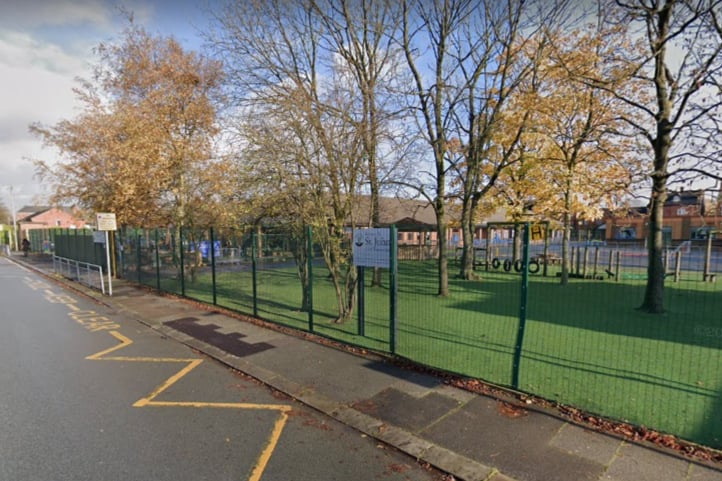 St John’s CofE Primary School in Longsight was 5% over capacity in 2021-22, with 441 pupils on roll but 420 places. Photo: Google Maps