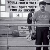 Sheffield Boxing Centre, Burton Street, c. 2010 run by the former Lightweight Boxer, Glyn Rhodes. Many young people trained there for British titles. Pictured is Howard Rainey, a legend of British boxing and one of the finest trainers in Sheffield.